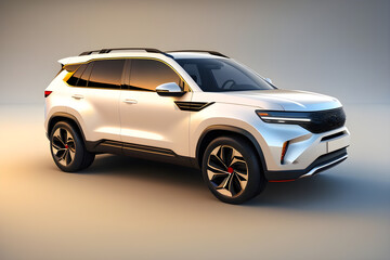 Obraz premium Modern subcompact crossover SUV, beautiful wheels, large chrome grille.