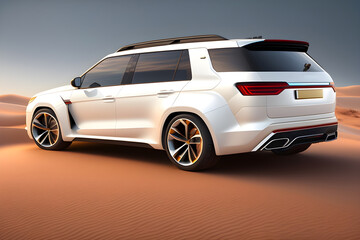 Obraz premium Front view of new SUV car with sport and modern design