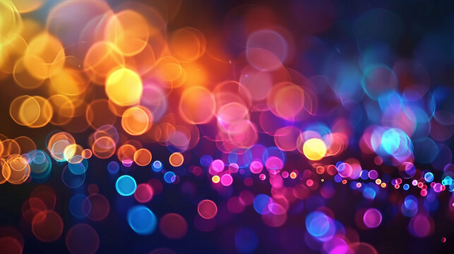 Abstract colorful blurred lights on dark background