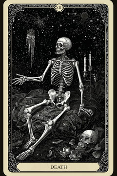 Gothic vintage style tarot card of death the n. 13  from  Major Arcana images used in esoteric  cartomancy by fortune tellers since medieval times