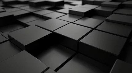 Foto op Plexiglas Abstract 3d rendering of the black geometric background , digital data background 3d render polygon © Natawut