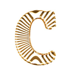 White symbol with gold ultra thin horizontal straps. letter c