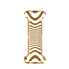 White symbol with gold ultra thin horizontal straps. letter i