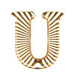 White symbol with gold ultra thin horizontal straps. letter u © oleg