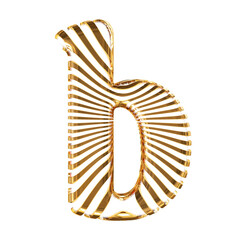 White symbol with gold ultra thin horizontal straps. letter b