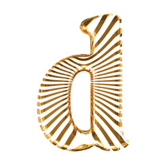 White symbol with gold ultra thin horizontal straps. letter d