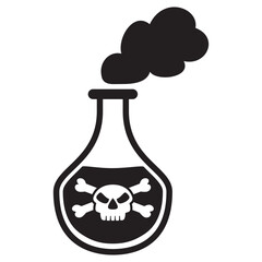 Skull and bones warning. Deadly danger.Warning sign. Danger sign poison, toxic, chemical and electricity yellow.Hazard icon. Isolated on white background.Vector flat illustration.