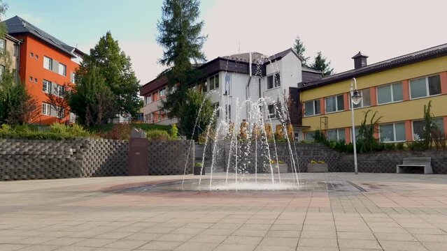 fountain in city center of Cadca, Slovakia