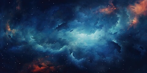 Abstract Rotating Cosmic Clouds Background, Night sky with clouds and stars