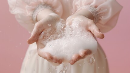 Fototapeta premium Womens hands lather with foam