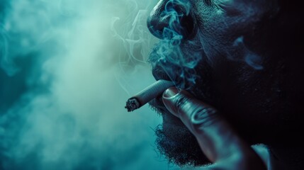 Obraz premium Man Smoking Cigarette