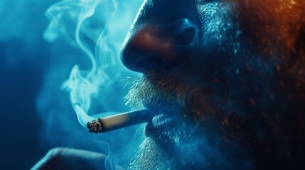 Close Up of Person Smoking Cigarette - obrazy, fototapety, plakaty