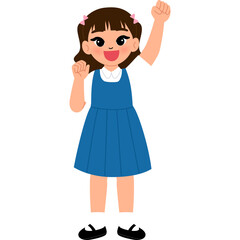 student girl in school uniform raise hand illustration