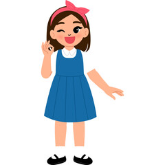 student girl in school uniform okay illustration