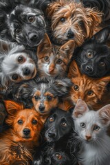 Group of Dogs and Cats Together