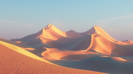 Fototapeta na wymiar The majestic desert dunes of Liwa Oasis, painting a stunning landscape of endless sandy waves under a clear sky