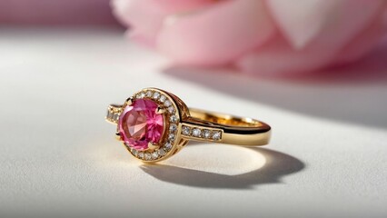 Large diamond ring with white background