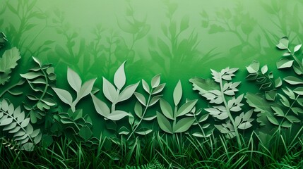 Paper cutout, displaying of eco on grass