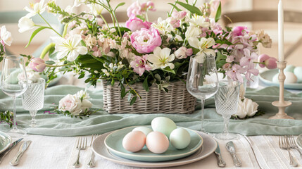 Elegant Easter Table Setting - Festive Easter Feast - Easter Bunny - Easter - Easter Eggs - Chocolate