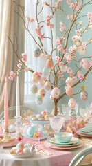 Elegant Easter Table Setting - Festive Easter Feast - Easter Bunny - Easter - Easter Eggs - Chocolate