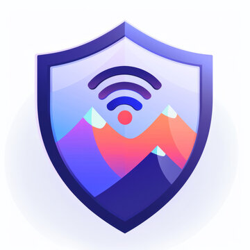 web shield icon, internet security shield, and wifi, web icon logo, user privacy