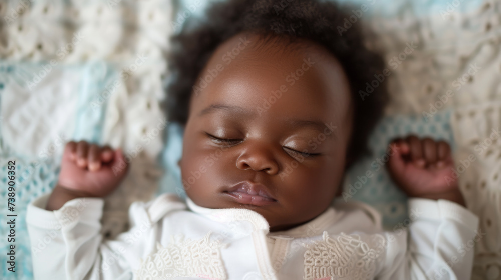 Wall mural sleeping baby with full cheeks and dark hair