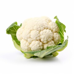 Fresh cauliflower on a white background. Generative AI.