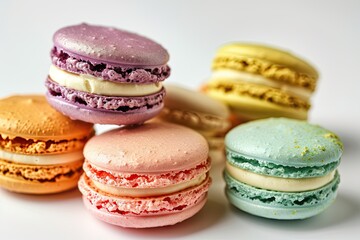 Macaron Cake Isolated, Macaroon Cookie, Almond Meringue, Sweet Macaroons, Colorful French Dessert