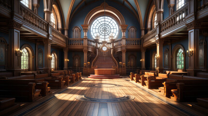 Empty Courtroom Interior Design for Cinematic Productions and Legal Dramatizations