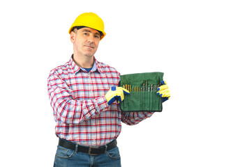 Builder man with tools