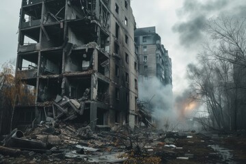 Building collapsing after an explosion