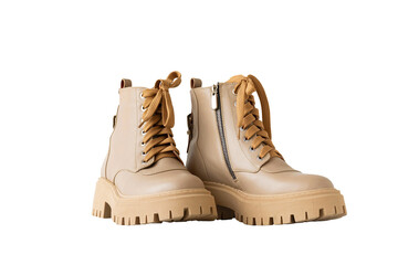 beige boots isolated on the white background.