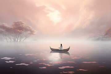 Dreamlike scene with a soft and ethereal quality invoking a sense of tranquility. Concept Dreamy photography, Soft lighting, Ethereal atmosphere, Tranquil setting, Surreal vibes