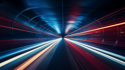 Highway tunnel. Interior of an urban tunnel without traffic. Generative Ai. - Powered by Adobe