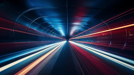 Foto op Plexiglas Highway tunnel. Interior of an urban tunnel without traffic. Generative Ai. © resul