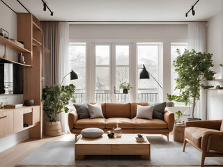modern living room ,Wood & Comfort: Modern Scandinavian Style