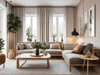 Naklejka premium Cozy Modern: A Scandinavian Apartment