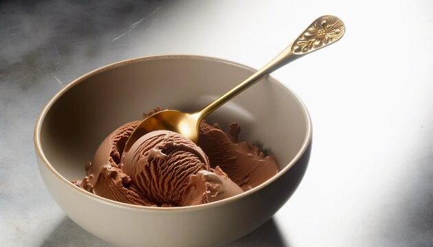A bowl filled with rich, creamy chocolate ice cream