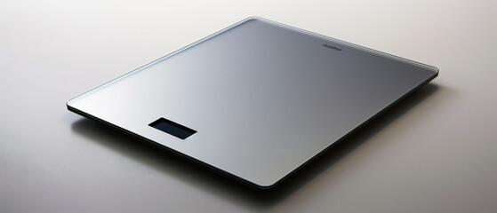 A minimalist digital scale with a sleek design sitting on a simple surface.