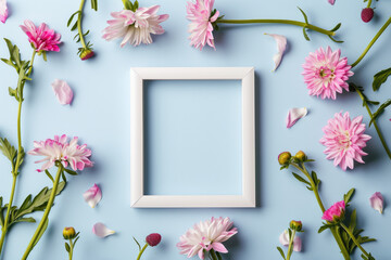 Spring Freshness: Minimalistic Design with Flowers and Frame

