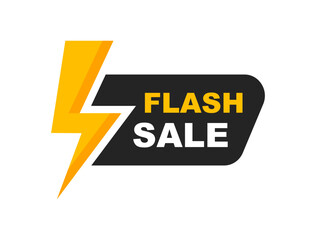 Flash Sale banner with lightning icon. Flash Sale badge for promotion in social media and web. Special offer shopping label. Vector illustration.