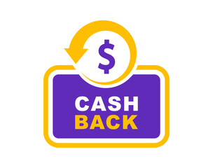 Cashback icon. Cashback loyalty program. Money refund label. Return money service for partner program. Bonus cash back icon. Vector illustration.