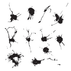 splatter ink blot icon set