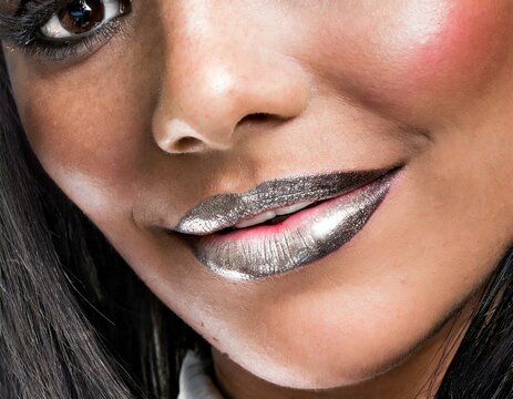 close up of colorful lip make up, concept for beauty standards for women