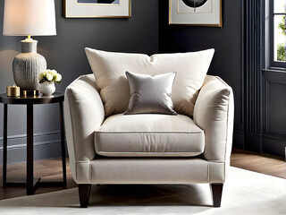 Chic Neutral Accent Chair - Blending Style, Comfort & Complementary Hues
