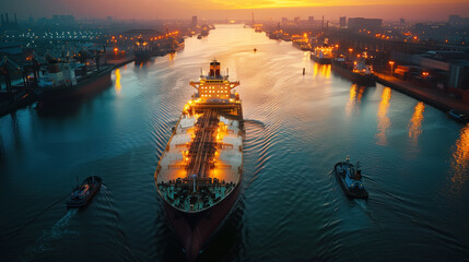 LNG tanker ship in the Cargo port  - obrazy, fototapety, plakaty