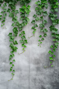 Green plants decorate a concrete wall creating a vertical garden photo background, showcasing the beauty of nature and promoting an eco-friendly environment. Generative AI © Viktoriia