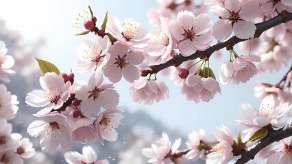 Obraz premium serene and picturesque beauty of cherry blossoms, known as sakura, a symbol of spring and renewal