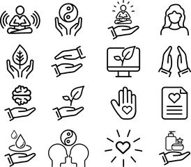  wellness, wellbeing, mental health, healthcare, cosmetics, spa, medical. Outline icon