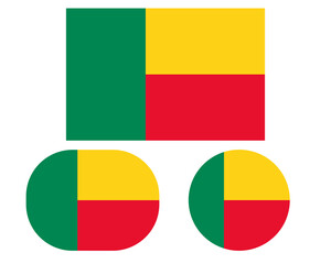 Flag in rectangle oval and circle, isolated png background. Flag of Benin